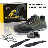 Chaussures de sécurité Tiger Master en microfibre et daim, avec embout en acier, anti-perforation, antistatiques, résistantes à l'huile et antidérapantes pour hommes