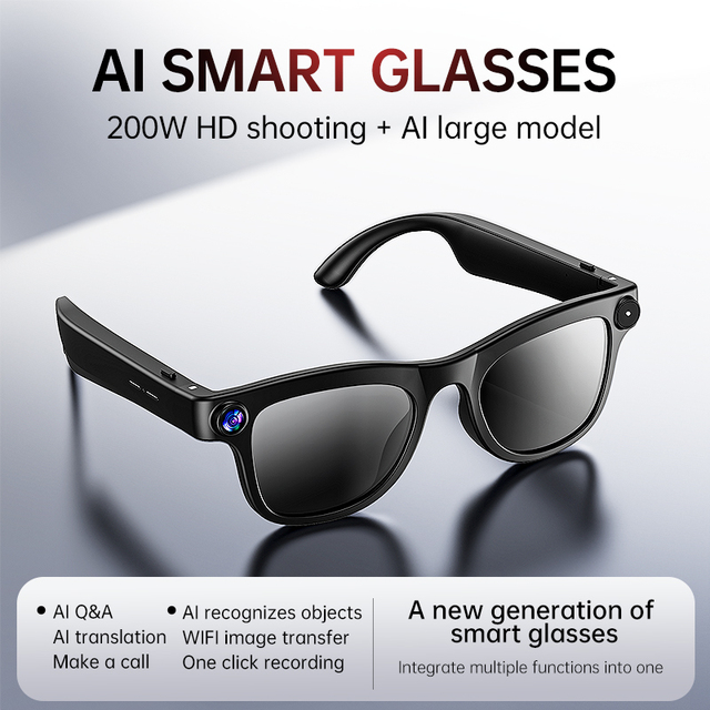 500W/Pic Smart Glasses with Camera Wireless Microphone AI Photo Translation Blue Tooth Glasses Wireless Stereo Music Glasses