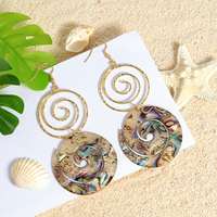 Bijoux fantaisie en alliage plaqué or 18 carats hawaii samoa nature coquille d'ormeau goutte automne 2023 boucles d'oreilles vente en gros