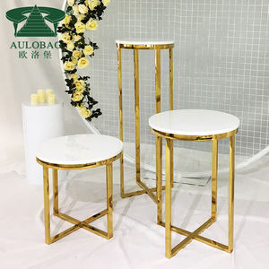 Décoration de mariage, ensemble de mariage en acier inoxydable doré, support de gâteau pour la mariée - Product Image 6