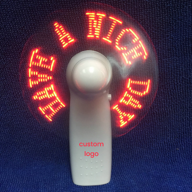Mini Portable Handy Led Custom Message Battery Fan Christmas Eco-friendly Flower Shape Handheld Electric Fan Programmable Led