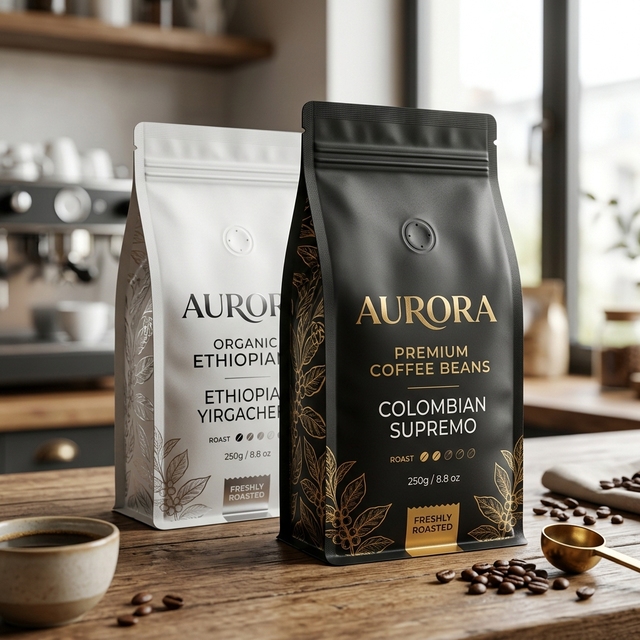 Custom Printed Resealable Square Ziplock Coffee Beans Bag Side Gusset Flat Bottom Packaging Coffee Bag With Valve and Zipper