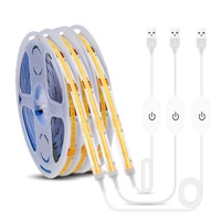 Lampu Strip Sentuh USB COB 5V Lebar 8mm Multi-Warna IP20 Dapat Diredupkan Lampu Suasana Latar Belakang TV