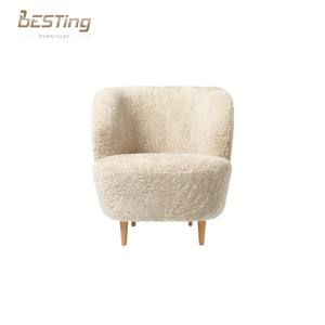 Diseño nórdico Retro Wabisabi Sala <span class=keywords><strong>de</strong></span> estar Silla <span class=keywords><strong>de</strong></span> salón Patas <span class=keywords><strong>de</strong></span> madera Sillón <span class=keywords><strong>de</strong></span> estancia Sherpa <span class=keywords><strong>de</strong></span> lujo - Product Image 4