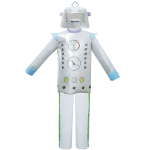 Children Robot Cosplay Costume For Toddlers Age 2 4 Years Polyester Performance Wear With Headpiece Shirt <b>Pants</b> - Product Image 4