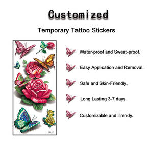 Autocollants de <span class=keywords><strong>tatouage</strong></span> temporaire de haute qualité pour filles garçons hommes femmes Personnalisez créez vos propres conceptions - Product Image 2