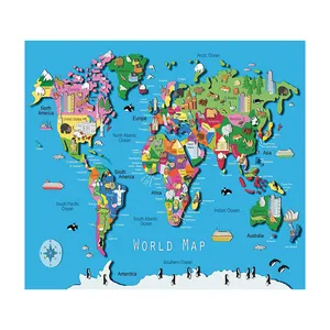 Giocattolo educativo divertente in cartone personalizzato per bambini mappa del mondo europa pezzi puzzle