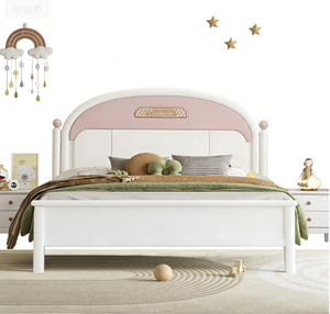 Ensemble de chambre d'enfant haut de gamme personnalisé pour garçons et filles, lit moderne en pin bleu, table de chevet avec armoire à trois portes - Product Image 1