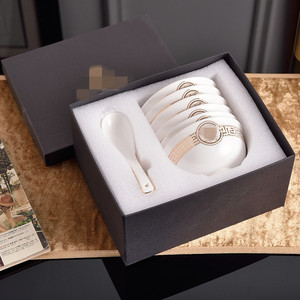 Cuenco de porcelana de hueso de 4,5 pulgadas, 6 cuencos, 6 cucharas, serie Golden Head, juego de cuencos - Product Image 2