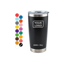Gobelet isotherme en acier inoxydable personnalisé avec logo, 20 oz, multicolores, pour boissons chaudes et froides, bière, café, voyage