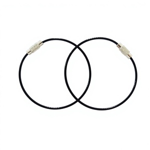 YIWANG Serrure à vis Noir Fil d'acier inoxydable Porte-clés 150MM Porte-clés Chaîne - Product Image 1
