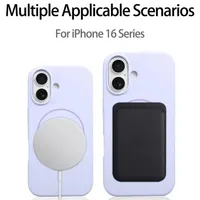 Coque de téléphone en silicone liquide pour iPhone 16 15 14 13 12 11 Pro Max Plus, chargeur sans fil magnétique, coque arrière antichoc