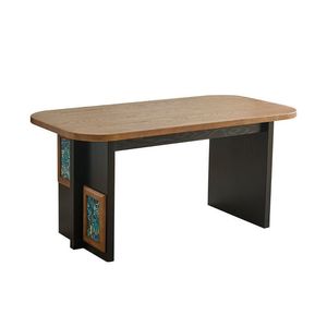 Juego de mesa y sillas de comedor de madera maciza de estilo europeo retro, rectangular, para sala de estar y comedor - Product Image 5