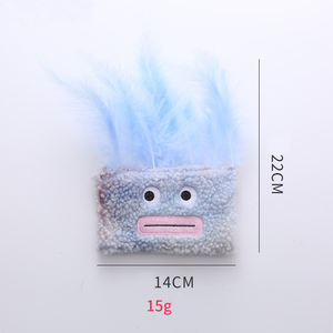 Juguetes para masticar para mascotas con forma de pluma al por mayor, divertidos juguetes de peluche interactivos con boca grande y cabeza explosiva con función chirriante para gatos - Product Image 3