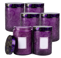 Lanterne à bougie vide en verre décoratif violet luxueux de 8 oz (250 ml) pour la table de mariage