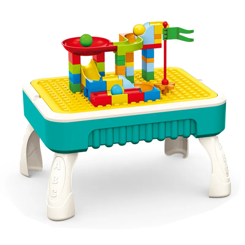 Creative Mult-function Washable Writing Table Marble Run Building Bricks Desk 2 IN 1 Learning Table Building Blocks