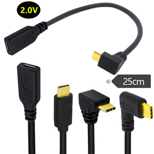 Câble d'extension USB 3.1 <span class=keywords><strong>6C</strong></span> à charge rapide 5V 3A, plaqué or, gaine en PVC, angle de 90 degrés, Type-C mâle vers femelle - Product Image 1