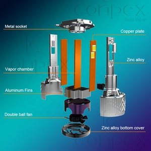 Conpex nhà sản xuất thiết kế mới 65W mới Công nghệ làm mát được xây dựng trong Fan cao thấp chùm dẫn Bóng đèn pha - Product Image 3