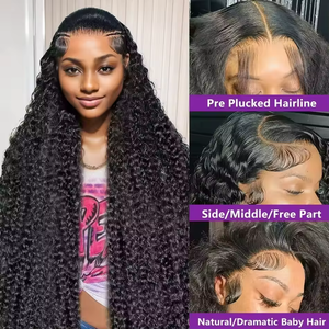 Pelucas de Cabello Humano Natural de Diseño Popular para Mujeres Negras, Incluyen Ondas Profundas y Lisas, Nuevas Pelucas con Frente de Encaje HD - Product Image 4