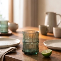 Vente en gros de tasses en verre élégantes en forme de bambou, vente chaude, 260 ml, vaisselle, mugs à eau, maison, bureau