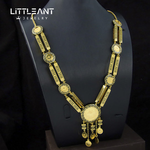 Dubai classico oro 24K placcato rotondo Lira gioielli con disegno scavato collana lunga per <span class=keywords><strong>la</strong></span> signora - Product Image 6