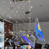 Pièces de lustre suspendues en cristal K9 transparent, motif papillon, finition polie, design gravé, impression en relief, décoration intérieure Belight