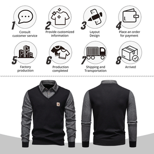 เสื้อสเวตเตอร์คอวี แขนยาว ติดกระดุม สไตล์เสื้อเชิ้ต ผ้าเนื้อนุ่ม สกรีนโลโก้ได้ตามต้องการ สำหรับผู้ชาย - Product Image 3