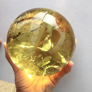 Bola de cristal citrina natural quartzo, esfera de cristal de cura