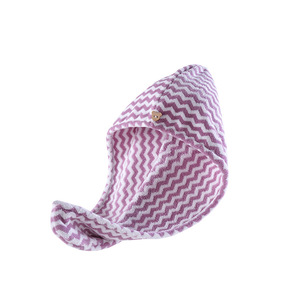 Bonnet de séchage pour cheveux en polaire corail, motif chevron, séchage rapide, usage domestique, 25x65cm - Product Image 5