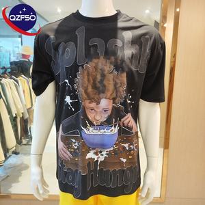 Qzfso เสื้อยืดผู้ชายพิมพ์ลาย DTG เสื้อยืดผ้าฝ้ายทรงโอเวอร์ไซส์ทรงฮิปฮอปขนาดใหญ่ลายกราฟิกย้อนยุค - Product Image 1