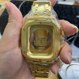 Correa de Metal de tres cuentas para iWatch Series 45mm Kit de modificación Set Correa de caja de acero inoxidable para Apple Watch Series 7 6 SE 5 4 - Product Image 1