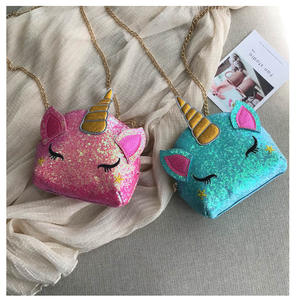 Pullu omuzdan askili çanta çocuklar gökkuşağı sevimli glitter Unicorn Crossbody çanta hediye için - Product Image 3