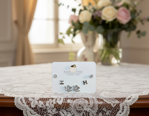 Orecchini a lobo in argento S925 alla moda con cristalli, design a farfalla e lettera, per donna, da indossare tutti i giorni - Product Image 2