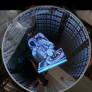 Kustom RGB cermin tak terbatas 3D bundar cermin tak terbatas multilapis kustom tanda cermin Neon bisnis Logo akrilik dekorasi lampu Neon - Product Image 3