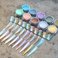 Ensemble de poudres pigmentées pour ongles de qualité cosmétique - Pigment Aurora Fairy, Pigment Candy Aurora et Pigment Chrome Néon pour vernis à ongles caméléon