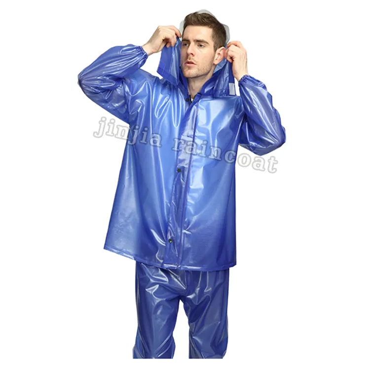 Unisex benutzerdefiniert blau durchsichtig PVC Regenmantel Hosen modisch weich Oxford wasserdicht Motorradanzug winddicht XXL Arbeit Radfahren