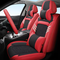 Housses de siège de voiture Civic en cuir de luxe, style professionnel, respirantes, en soie glacée rose, ensemble complet de 16 pièces, toutes saisons, pour femmes