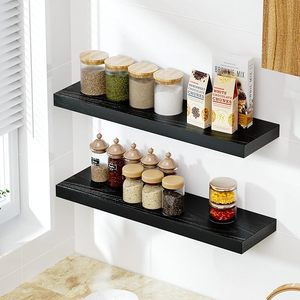 Ensemble d'<span class=keywords><strong>étagère</strong></span>s flottantes en <span class=keywords><strong>bois</strong></span> de Style rustique pour la décoration intérieure chambres salons cuisines support de rangement mural pour plantes - Product Image 5