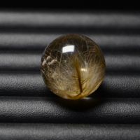 Perle ronde en quartz rutilé doré naturel pour la fabrication de bijoux