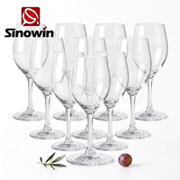 Verre à vin à long pied en verre transparent de haute qualité avec logo personnalisé pour vin rouge et blanc (lot de 12) Cadeau de Noël