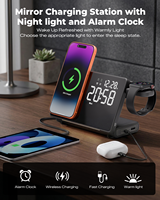 Nouvelle station de charge sans fil magnétique innovante avec horloge LED de bureau, chargeur rapide USB-C rétractable 45W et lumière de réveil