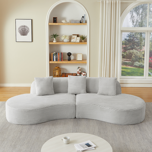 Contemporary Corduroy Modular Eco-Friendly Curved Sectional <b>Sofa</b> Set Memory Foam Upholstery-No Assembly Required Living Room - Product Image 5
