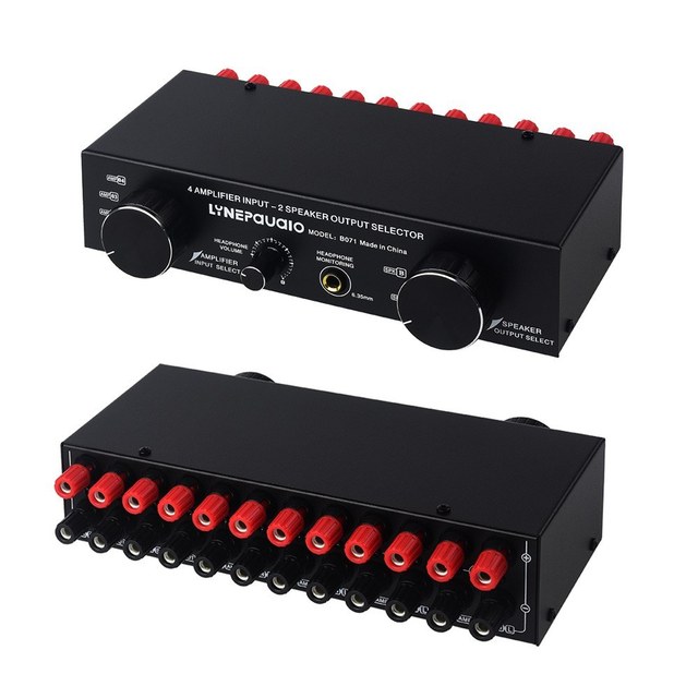 LYNEPaUalO Amplifier Speaker Selector Switch Switcher 4 Input 2 Output or 2 in 4 Out Power 300W Per Channel