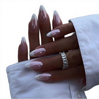 Faux ongles classiques français électroplaqués à bord blanc, fabriqués en série, haut de gamme et prêts à poser