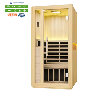Sauna Infrarroja de Espectro Completo Moderna para 1 Persona, Madera de Hemlock, Bajo EMF, Terapia de Luz Roja, Calefacción Eléctrica, para Interiores - Product Image 1