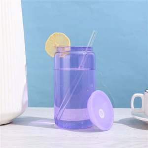 กระป๋องเบียร์หลากสี16ออนซ์สำหรับวันฮาโลวีนเทศกาลคริสต์มาสพร้อมฝาและหลอดสำหรับห่อด้วยแสงยูวี - Product Image 5