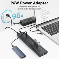 Hub USB-C 16 ports 10 Gbit/s USB 3.2 Gen2, adaptateur de données haute vitesse Type-C vers 8 USB-A et 8 USB-C avec interrupteur