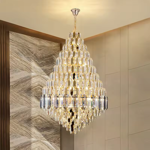 Nouveau Style moderne suspendu lumière hôtel hall plafond luxe grand projet cristal k9 led lustres - Product Image 3