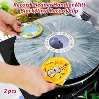 2pcs Record Cleaner Handler Mitt Noir Vinyl Record Clip Disc Cleaning Protection Pad No Fingerprints No Damage Anti-static