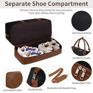 Ensemble <span class=keywords><strong>de</strong></span> 3 sacs <span class=keywords><strong>de</strong></span> <span class=keywords><strong>voyage</strong></span> pour femme : sac <span class=keywords><strong>de</strong></span> week-end, sac <span class=keywords><strong>de</strong></span> nuit, sac fourre-tout avec <span class=keywords><strong>trousse</strong></span> <span class=keywords><strong>de</strong></span> <span class=keywords><strong>toilette</strong></span> bandoulière en toile et cuir PU, bagage cabine 14 pouces - Product Image 4